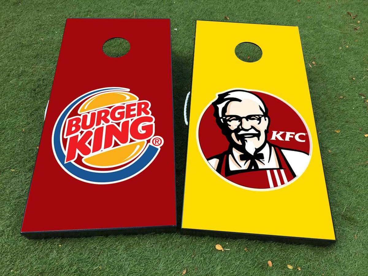 Set Adesivi in Vinile per Tavola Cornhole Burger King e KFC