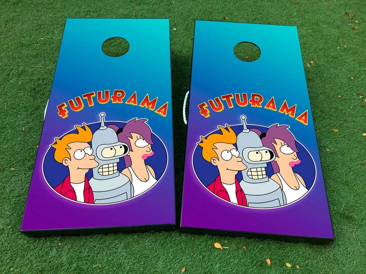Futurama Cornhole Board Game Decal Vinyl Wraps con laminato