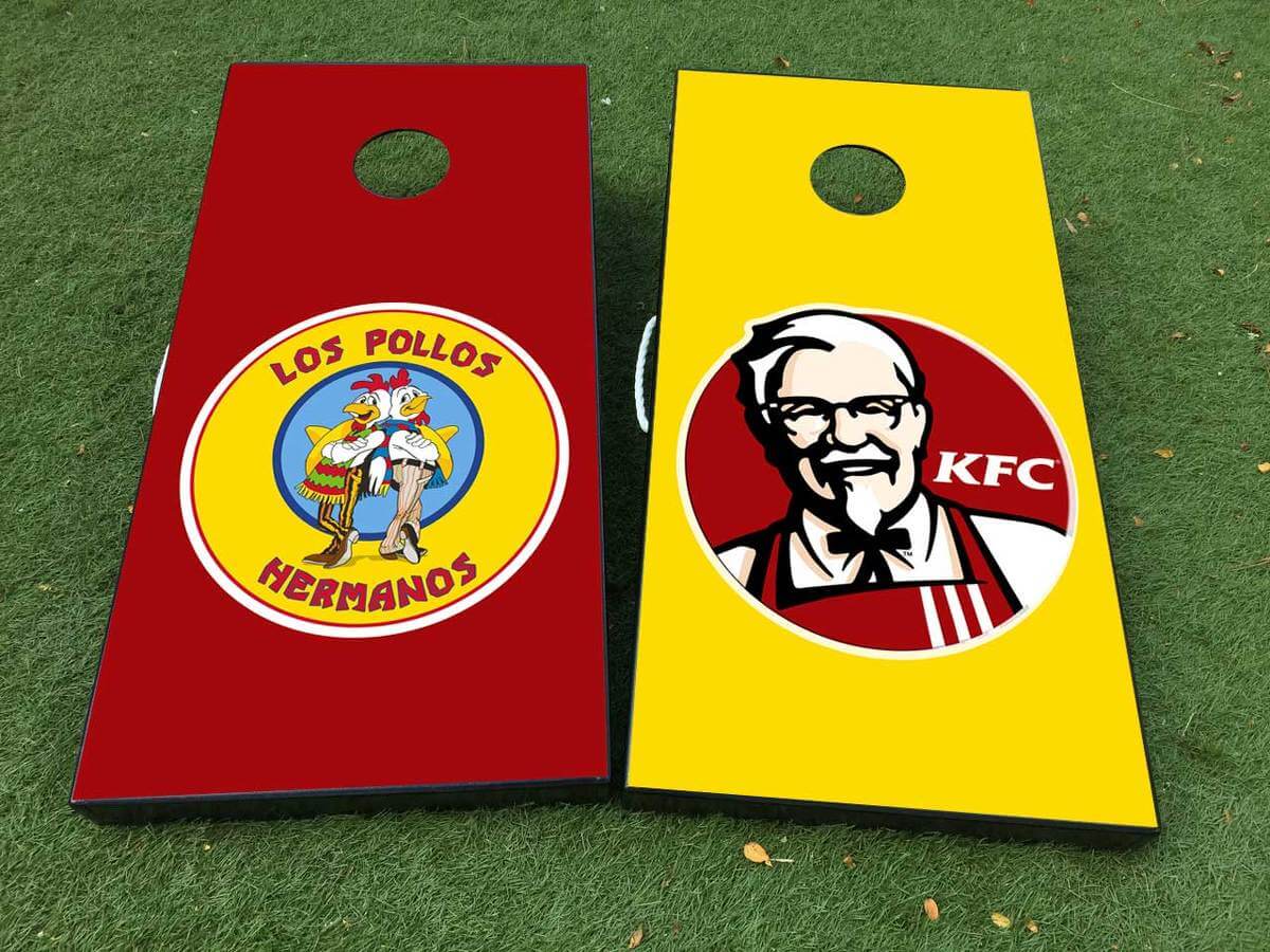 Set di Adesivi per Tavola Cornhole in Stile Los Pollos Hermanos e Colonel