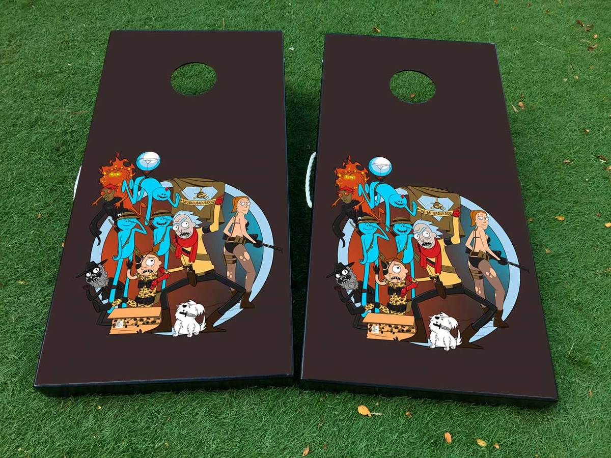Rick e Morty 1 Cornhole Board Game Decal Vinyl Waps con laminato