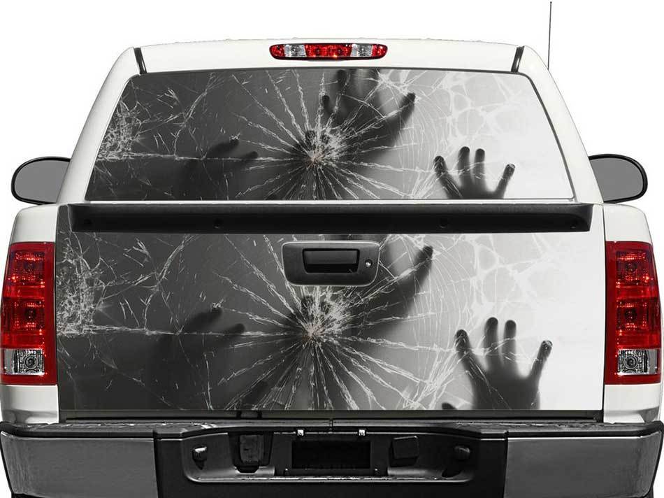 Mani dietro il vetro rotto del lunotto posteriore o del portellone posteriore Decal Sticker Pick-up Truck SUV Car