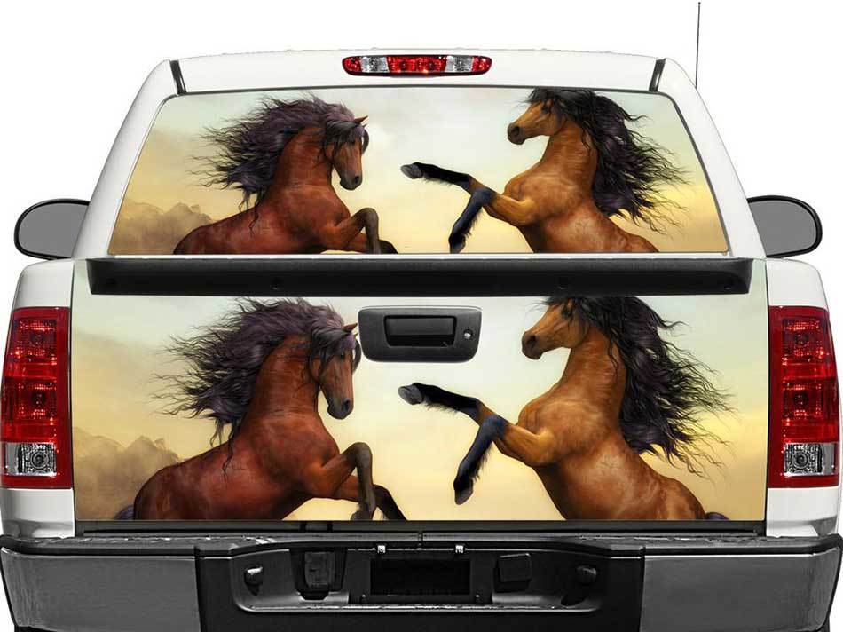 Adesivo in Vinile Marrone Cavalli per Finestrino Posteriore o Portellone per Pick-up SUV