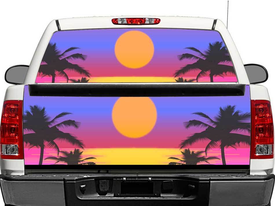 Adesivo Vinilico Tramonto Artistico per Finestrino Posteriore o Portellone per Pick-up e SUV