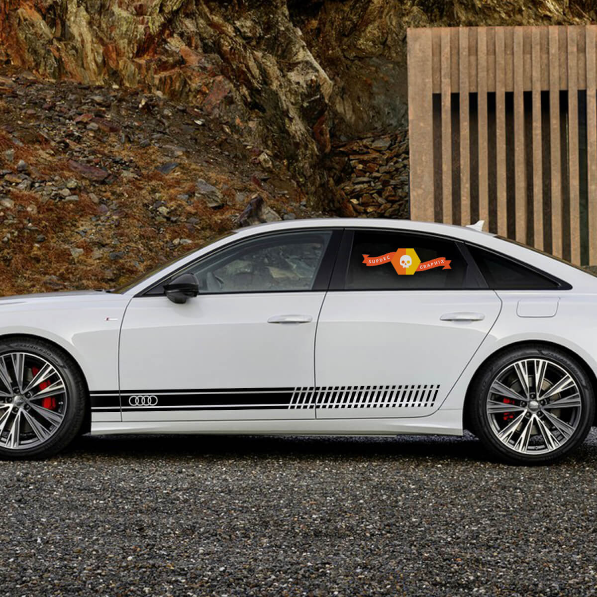 Kit grafiche e decalcomanie in vinile con strisce per porte del pannello inferiore dell'Audi A6