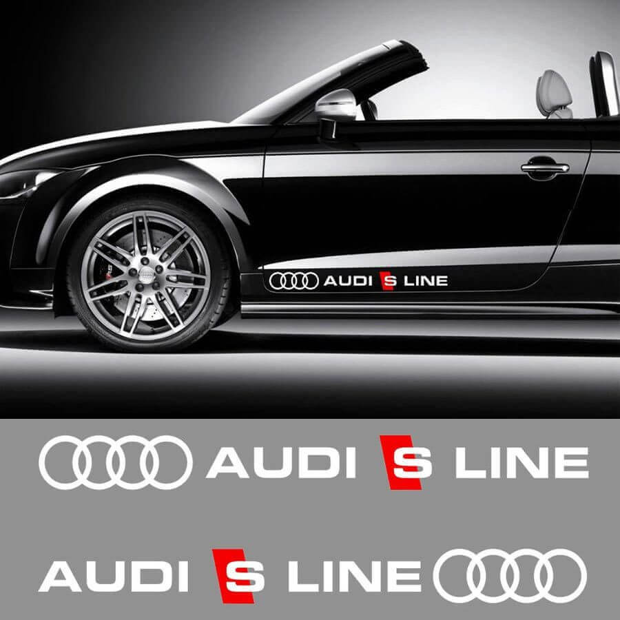 Set di Adesivi in Vinile S Line per Minigonne Laterali Audi