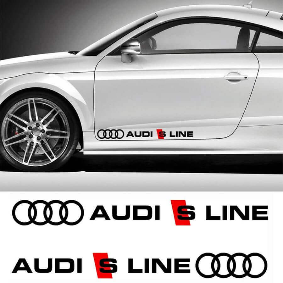 Coppia di Adesivi in Vinile paraurti laterale Audi S Line per Auto Audi