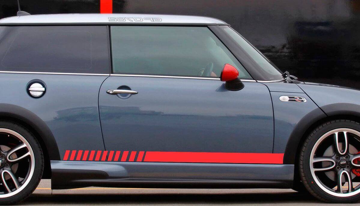 Adesivi Strisce Laterali Sottoporta per Mini Cooper Rally Turbo 2000-2015