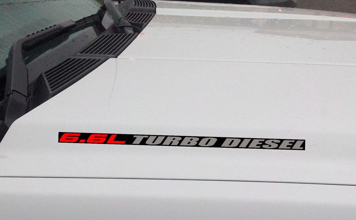 Coppia di decalcomanie cofano Turbo Diesel 6.6L per Chevrolet Silverado GMC Sierra