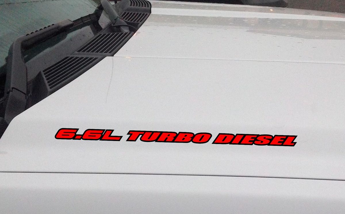 6.6L Turbo Diesel Hood Cappuccio Vinile Decalcomania Adesivo: Chevrolet GMC Duramax (contorno)