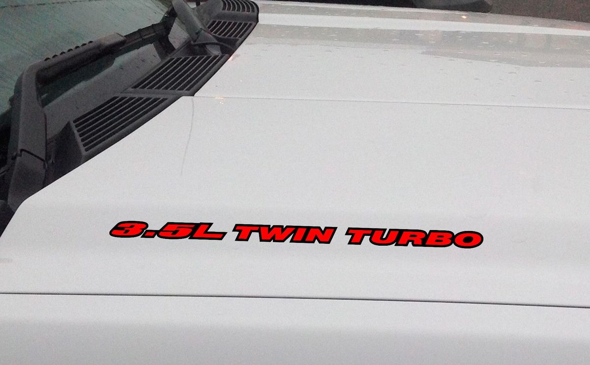3.5L Twin Turbo Hood Adesivo per decalcomanie vinile: Ford F150 Mustang Ecoboost V6 (Outlin)