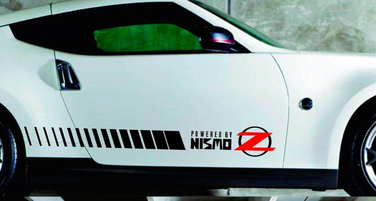 Adesivo in vinile con strisce lampeggianti laterali Powered by Nismo per Nissan Z