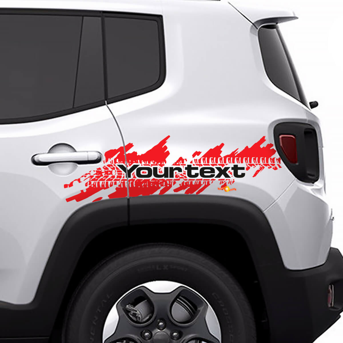 Adesivo Vinile Grafico Laterale Posteriore Splash Pneumatico Usurato per Jeep Renegade