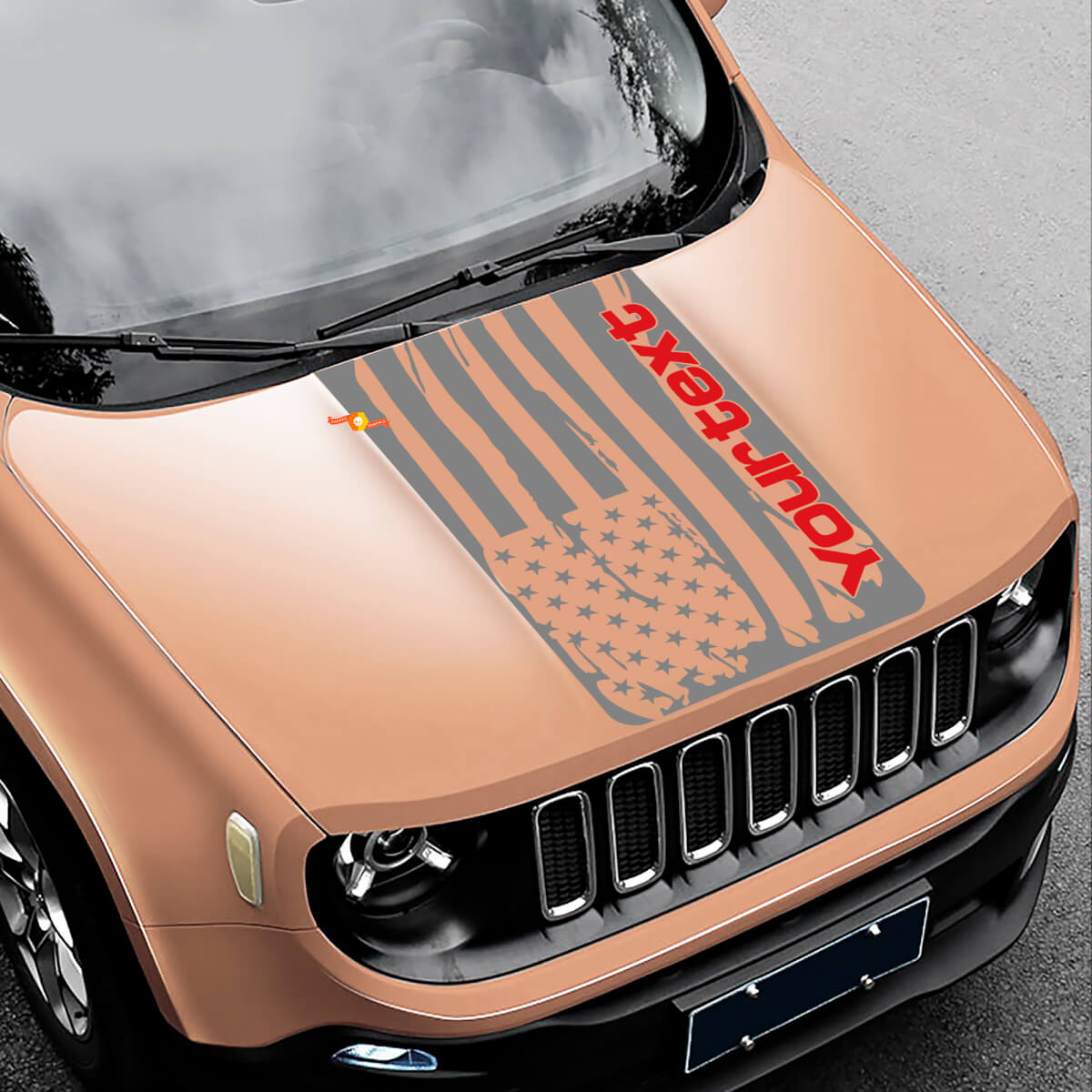 Adesivo in Vinile con Bandiera Americana Stropicciata per Cofano Jeep Renegade