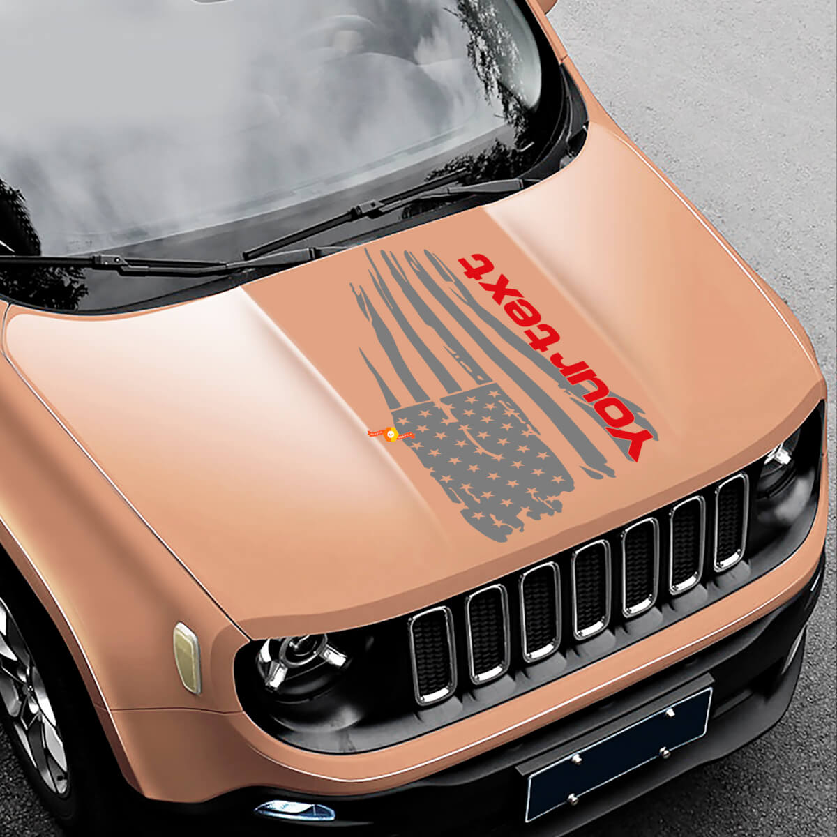 Adesivo vinilico con toppa del cofano della bandiera americana sbiadita 2 per Jeep Renegade