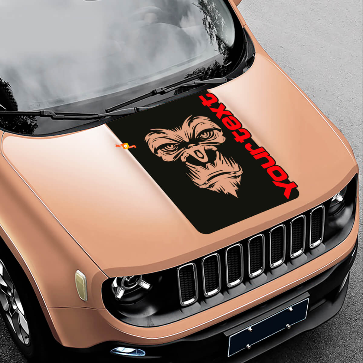 Adesivo Vinile con Grafica Logo Yeti Bigfoot Sasquatch per Cofano Jeep Renegade