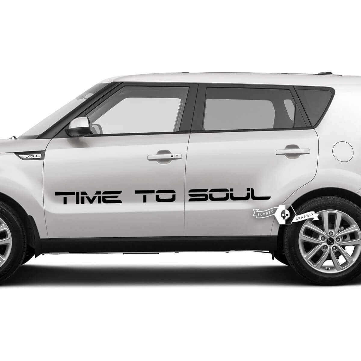 Coppia scritte Time To Soul Emblem Logo Decal adesivo in vinile per Kia Soul
