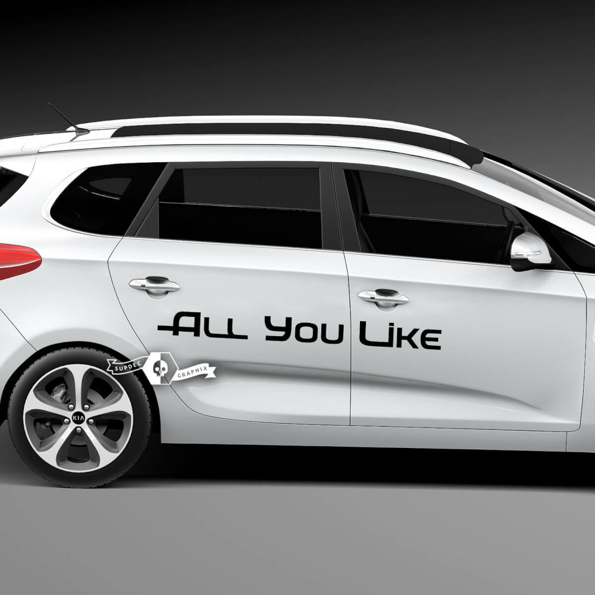 Coppia porte con scritta All You Like Emblem Logo Adesivo in vinile

