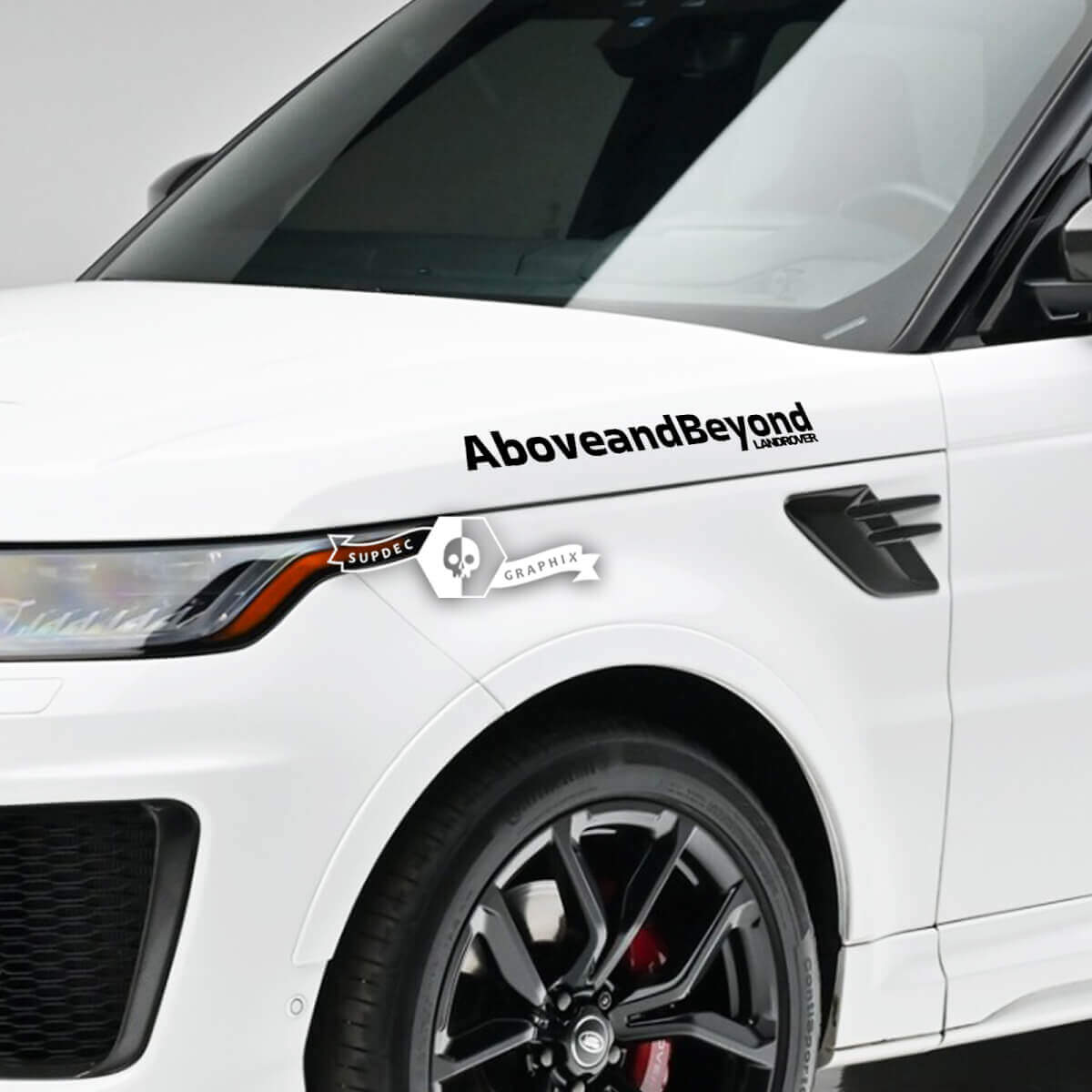Adesivi Laterali "Above and Beyond" in Vinile Coppia per Land Rover Range Rover