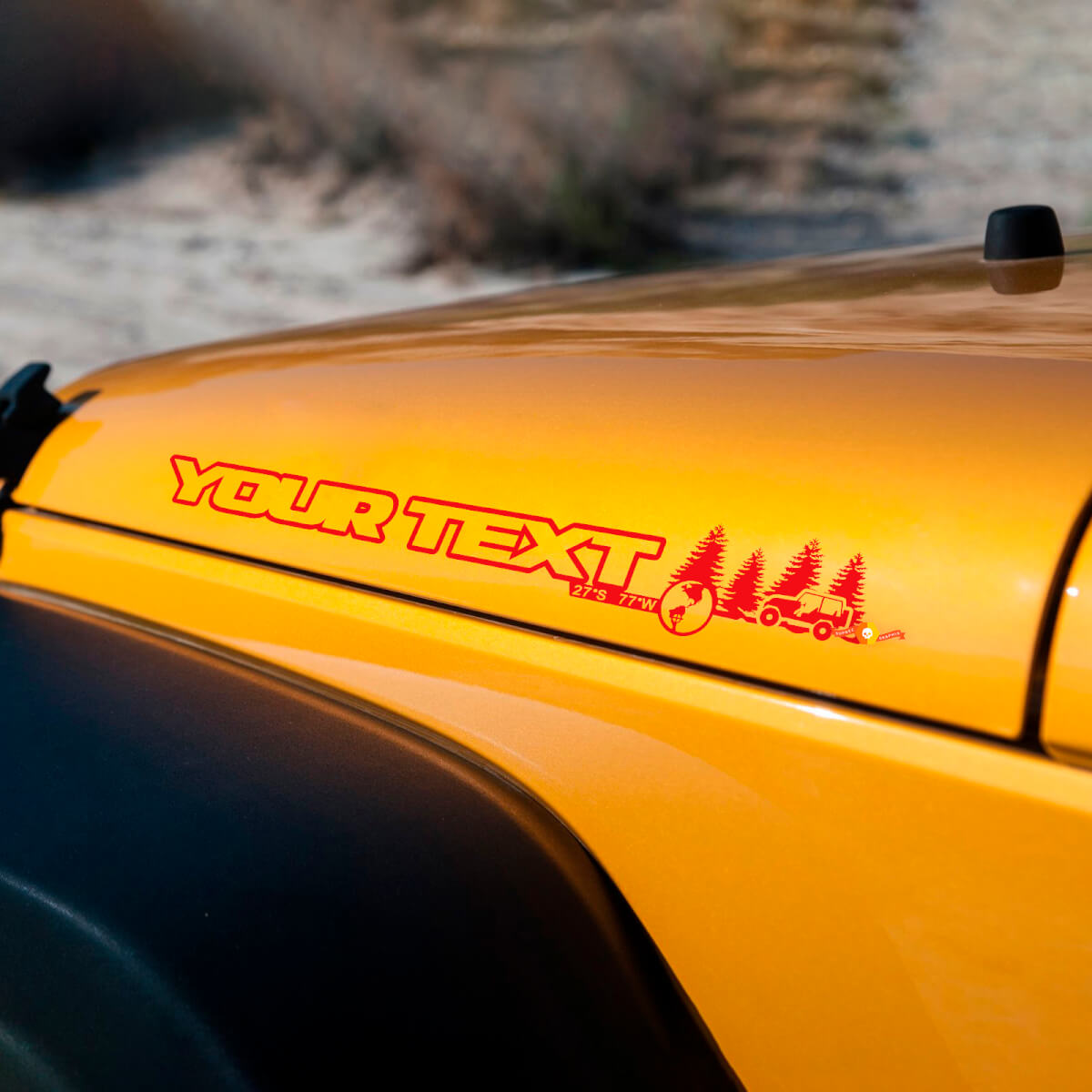 Coppia di Adesivi in Vinile per Cofano Stile Off Road Forestale per Jeep Wrangler