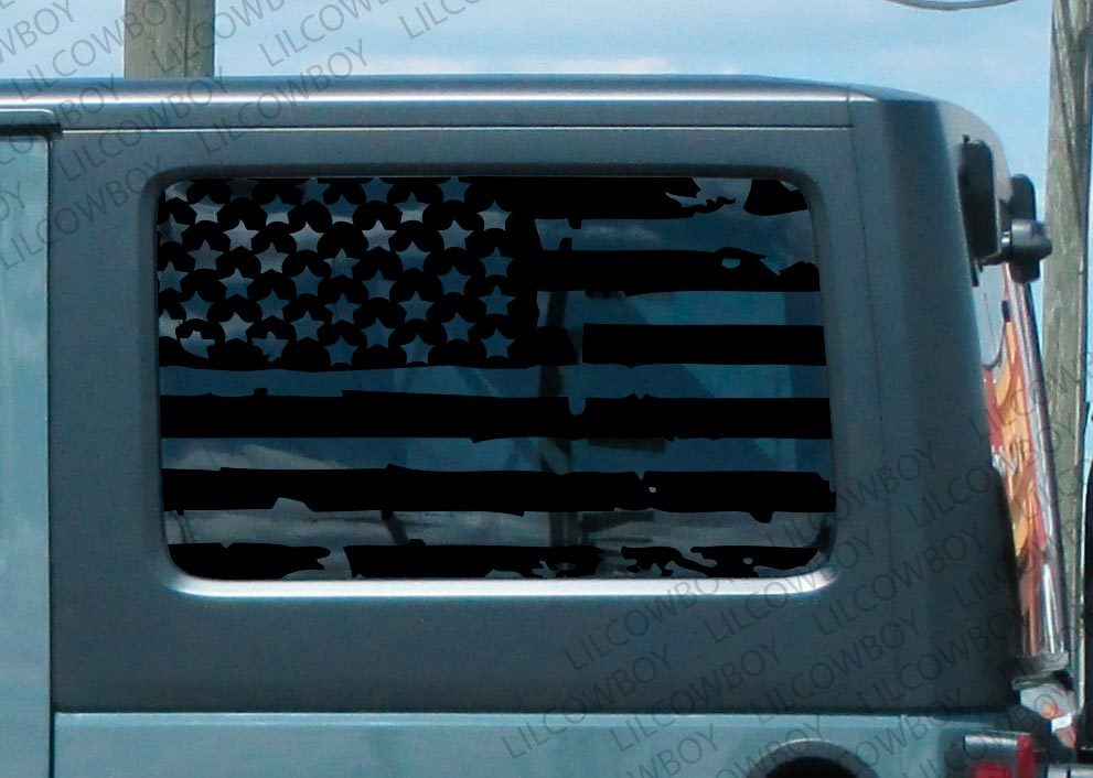 Bandiera in difficoltà USA per finestra Decalcomania in vinile Jeep Wrangler JK 2 porta