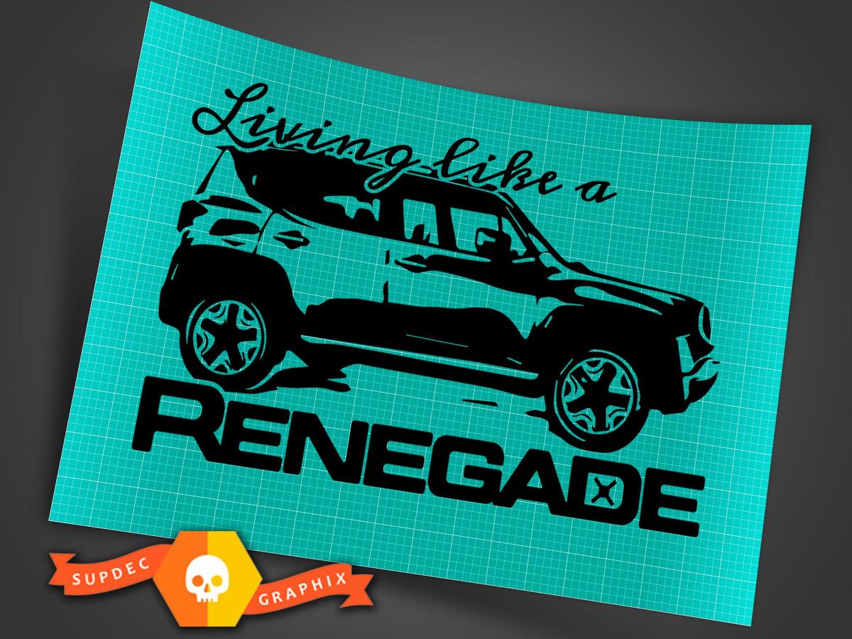 Vivere come una jeep rinegade logo grafico vinile decalcomania adesivo autoadesivo posteriori SUV 1X