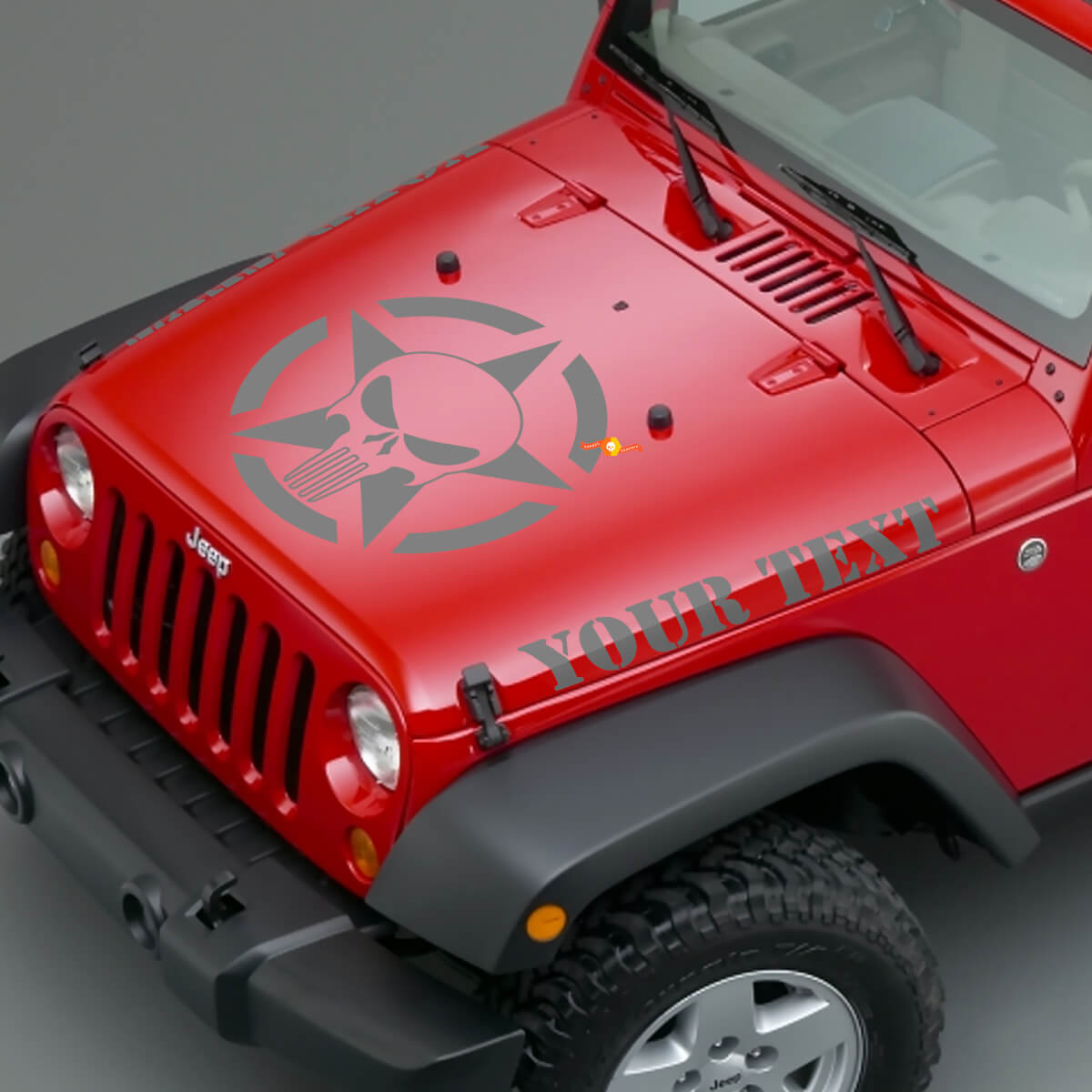 Adesivo in Vinile con Teschio Punisher, Stella dell’Esercito per Cofano Jeep Wrangler