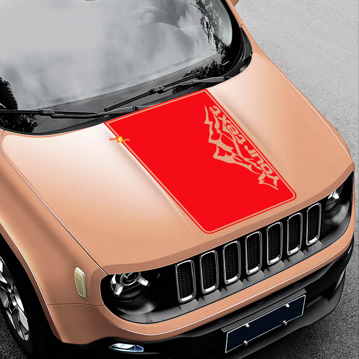Adesivo in Vinile con Scritta e Grafica Montagna per Cofano Jeep Renegade