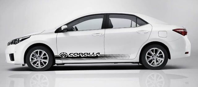 Kit di Adesivi in Vinile a Strisce Laterali a Scacchi Marchiati per Toyota Corolla