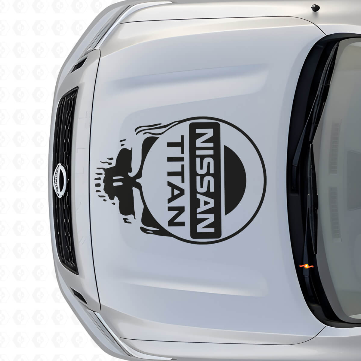 Adesivo in vinile per cofano stile teschio con logo del marchio per Nissan Titan