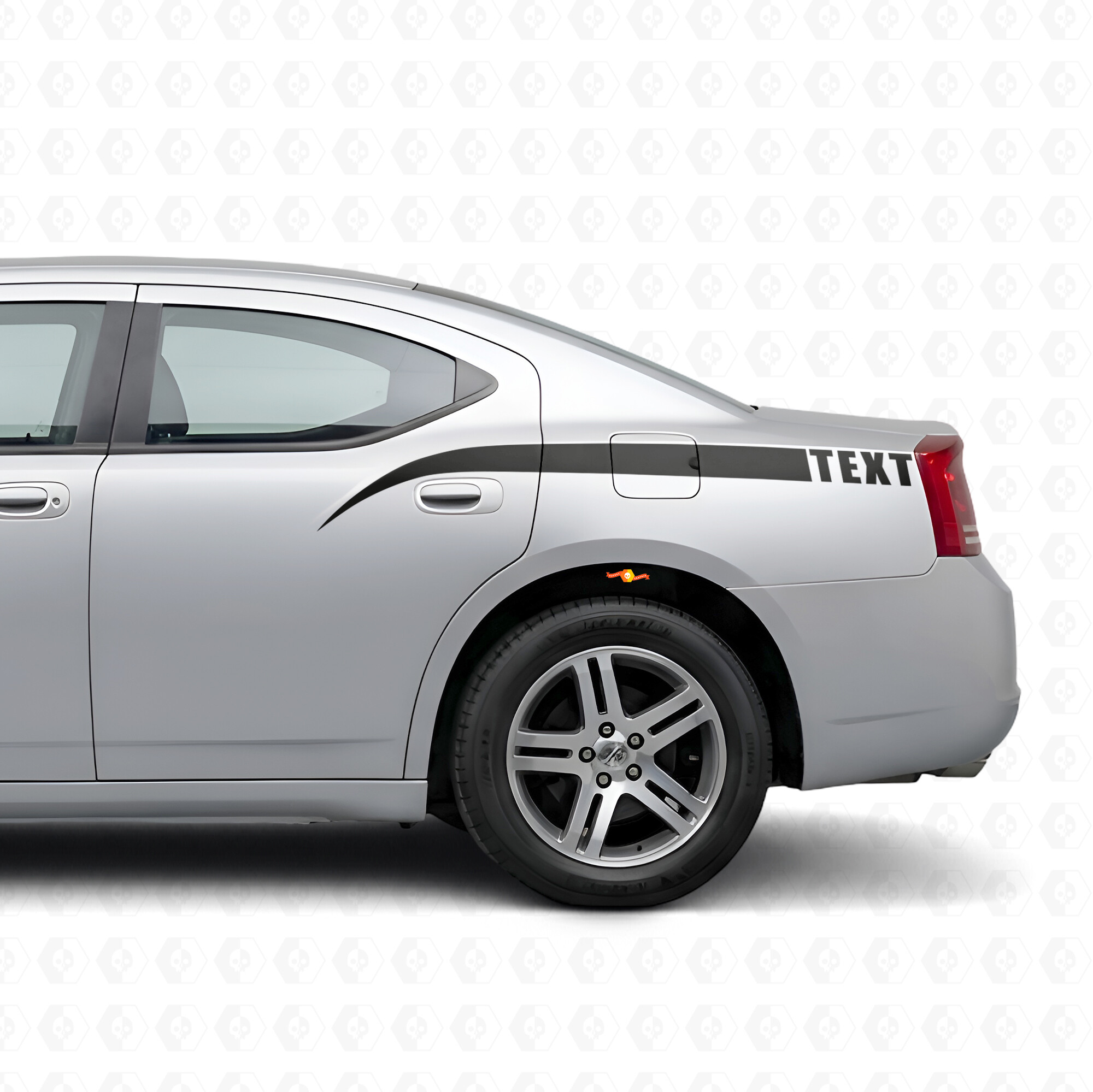 Strisce d'accento curve e adesivo in vinile con testo personalizzato laterale per Dodge Charger 2006-2010