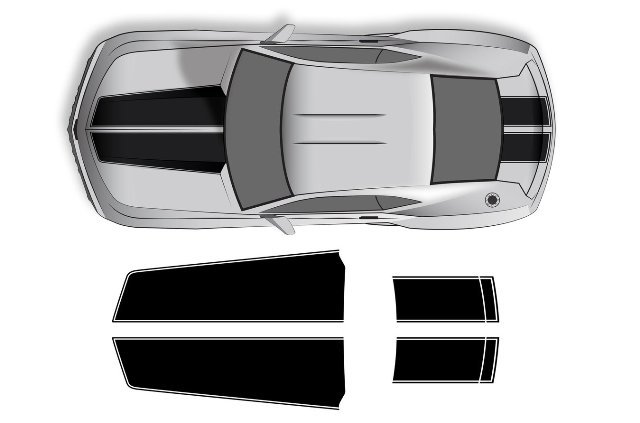 Chevrolet Camaro (2010-2015) Kit di avvolgimento di decalcomania in vinile personalizzato - Cappuccio dritto e tronchi