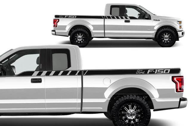 Kit di Adesivi in Vinile per Strisce Laterali Superiori del Cassone Posteriore per Musclecar Truck 2015-2017