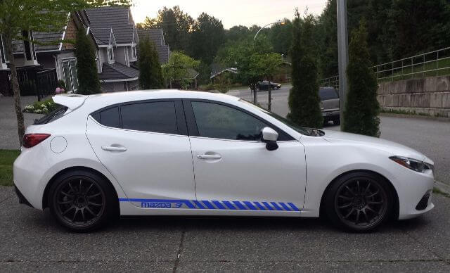 Adesivo Vinile Strisce da Corsa Laterali per Mazda Mazda3 2010-2018
