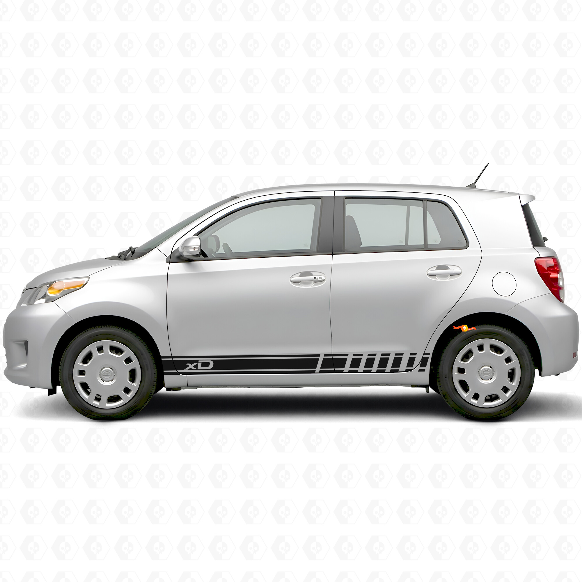 Kit di adesivi laterali con strisce accentuate logo xD per Scion xD