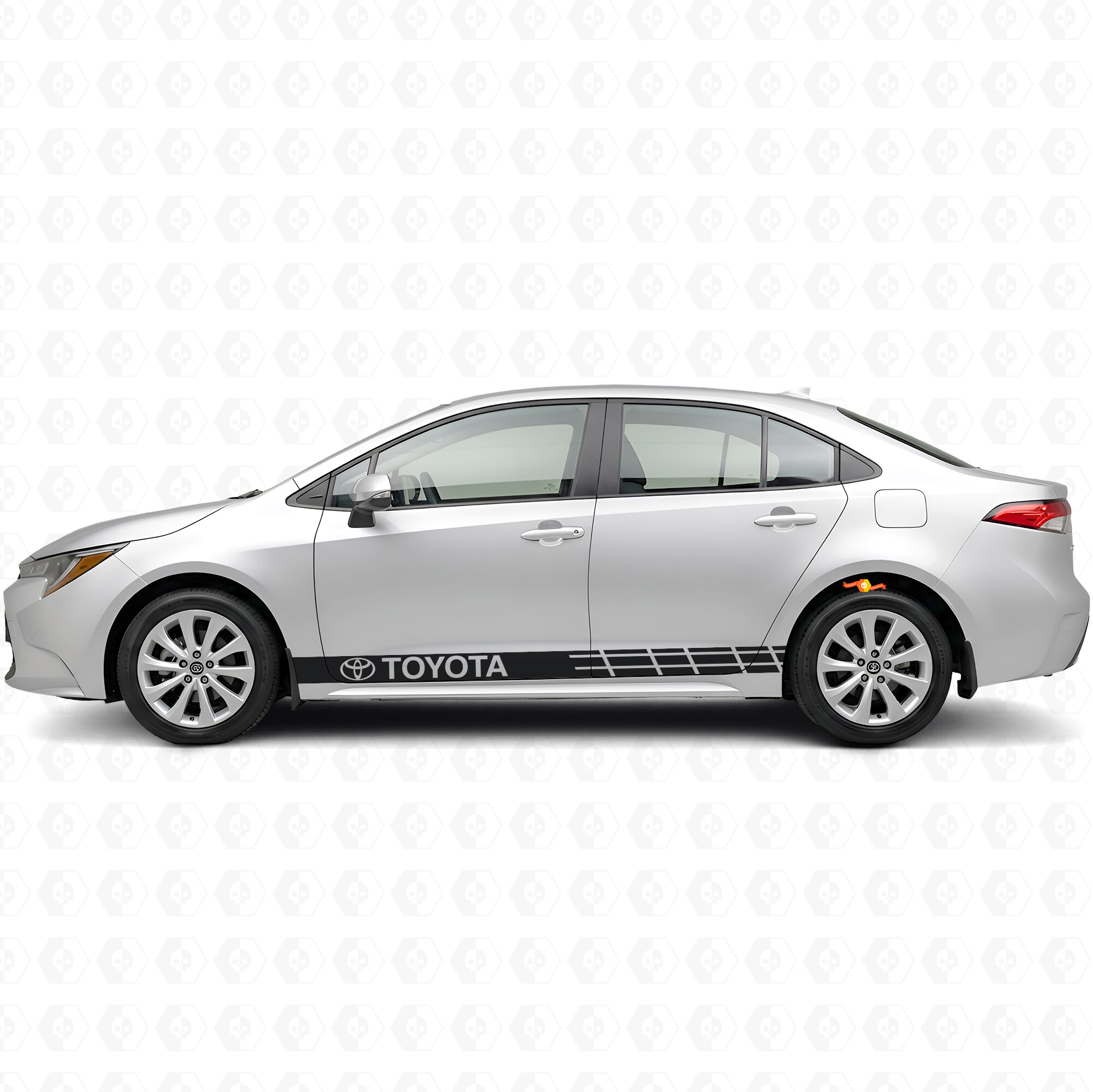 Adesivo in vinile con strisce di accento laterale con logo Toyota per Toyota Corolla