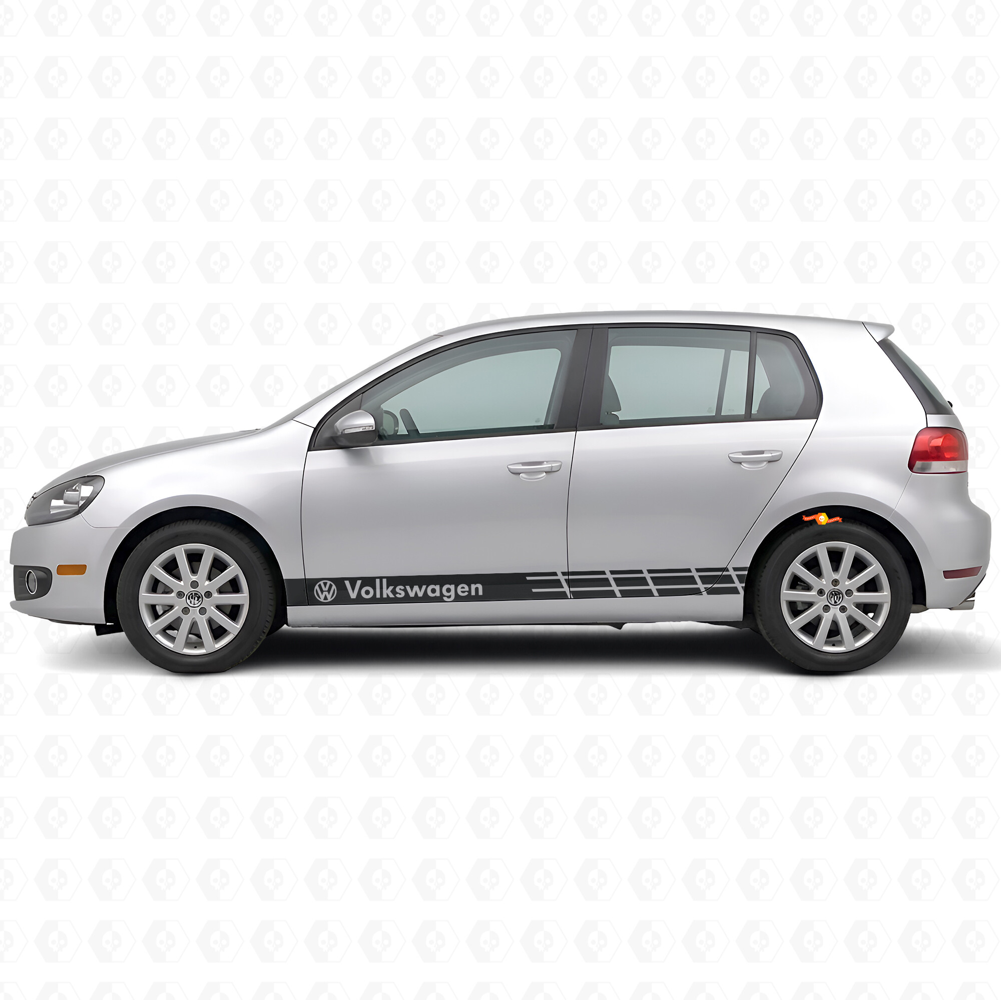 Adesivo in vinile strisce da corsa laterali con logo VW per Volkswagen Golf