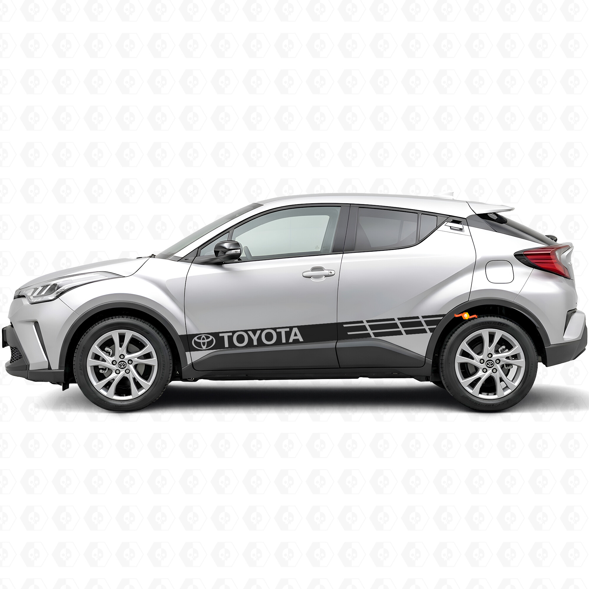 Adesivo Vinilico Laterale Strisce da Gara Brandizzate per Toyota C-HR