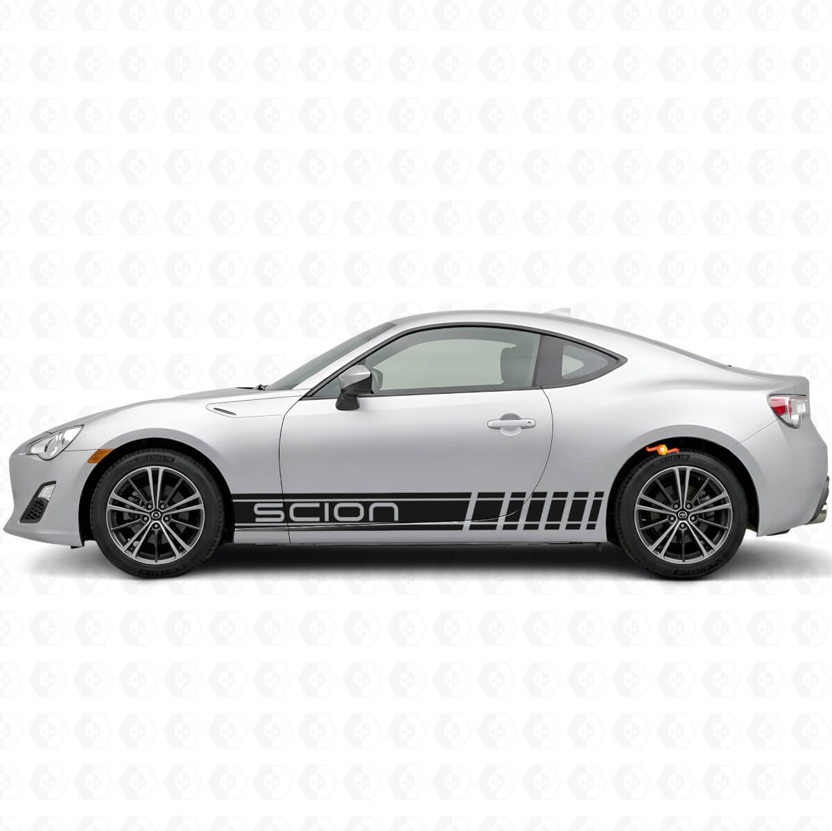 Kit adesivi laterali in vinile con strisce stile racing di marca per Scion FR-S
