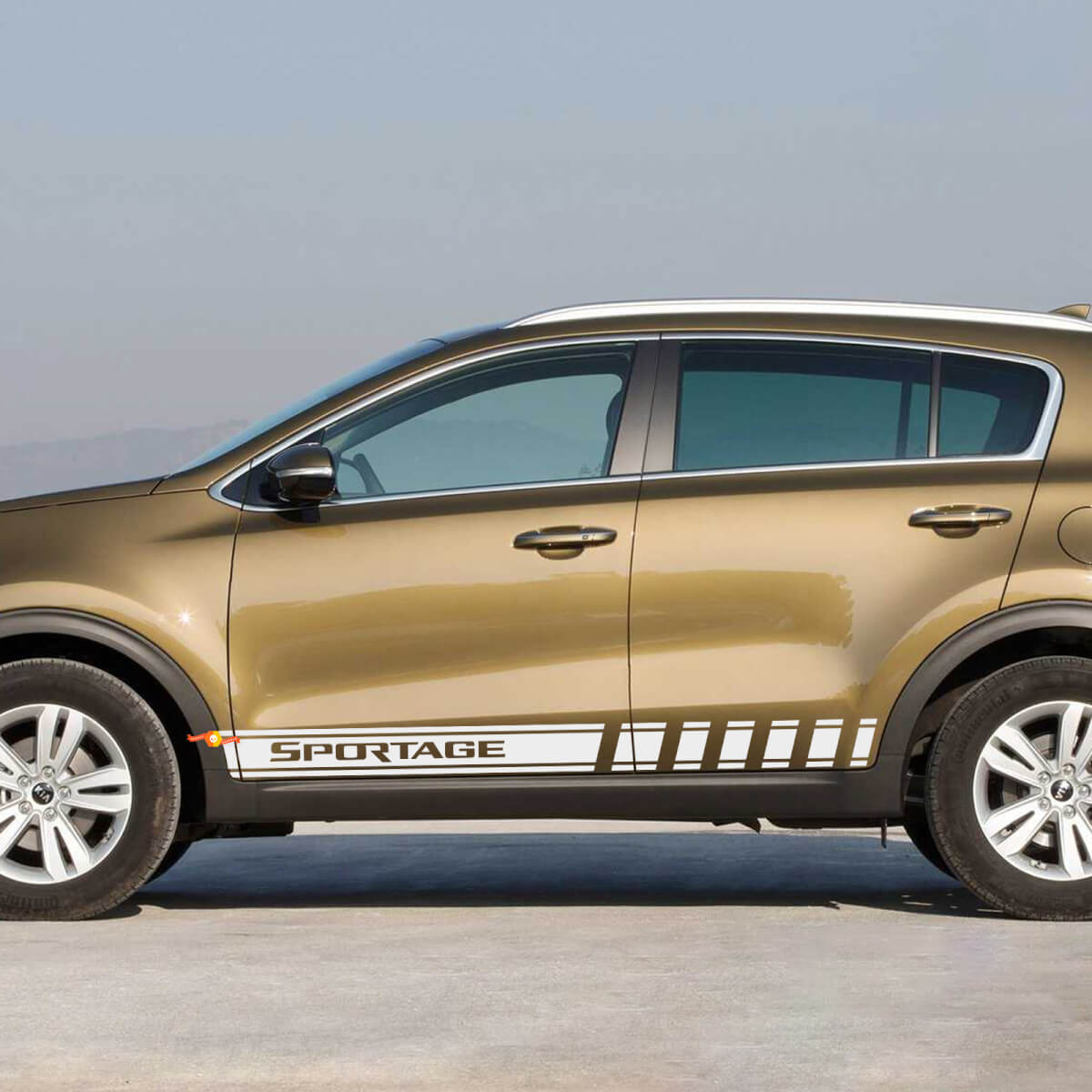 Adesivo decalcomania in vinile con strisce laterali da corsa adatto a Kia Sportage
