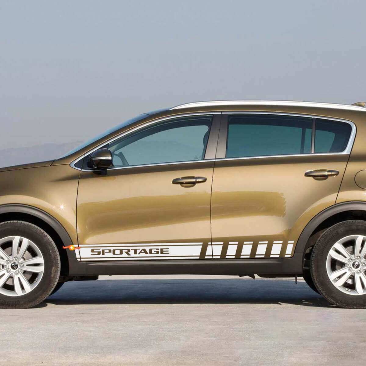 Adesivo decalcomania in vinile con strisce laterali da corsa adatto a Kia Sportage
