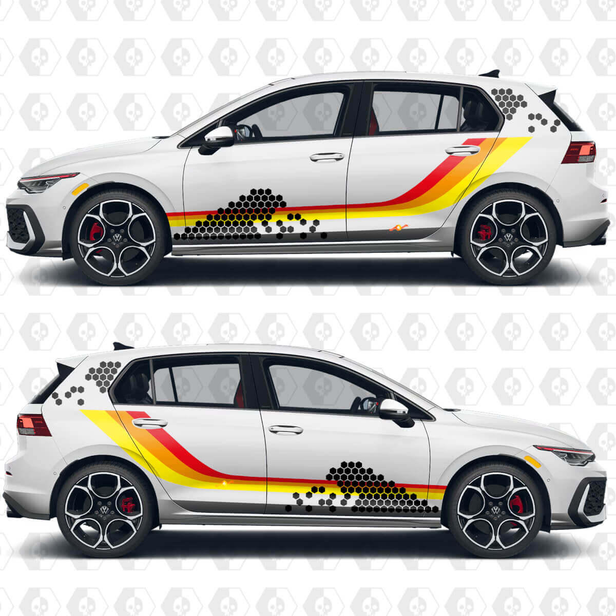 Kit di adesivi in vinile a strisce laterali Heritage a nido d'ape per VW Volkswagen Golf