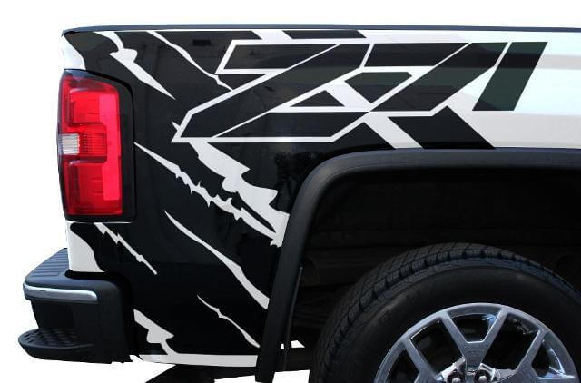 Kit di Adesivi in Vinile per Spicchio del Cassone Z71 per GMC Sierra 2014-2017