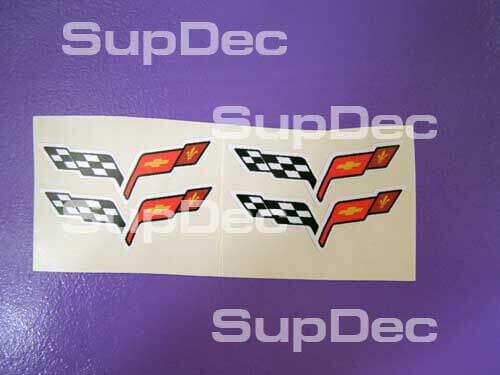Adesivi in Vinile per Coprimozzo con Bandiere Incrociate per Chevrolet Corvette C6