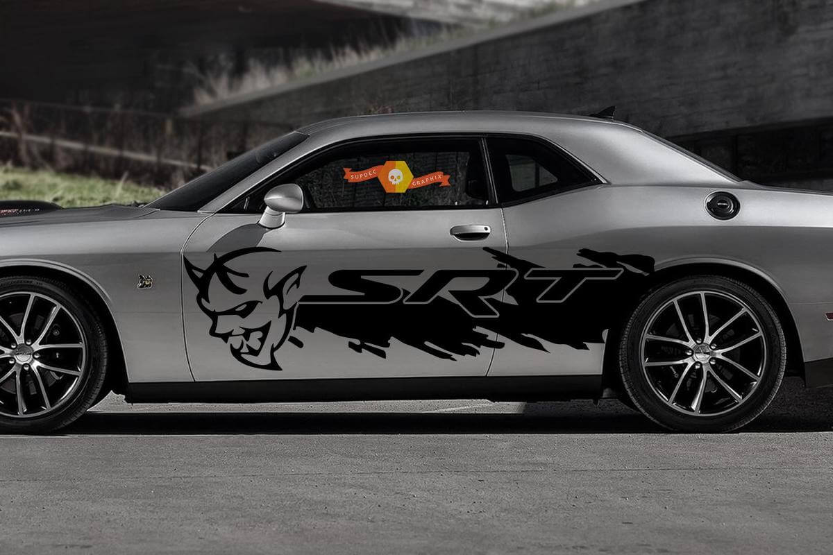 Set di Adesivi Laterali in Vinile Grunge Stile Demon per Dodge Challenger