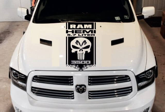 DODGE RAM HEMI 5.7L 3500 2500 1500 1xHOOD DECAL logo adesivo decalcomania in vinile grafico