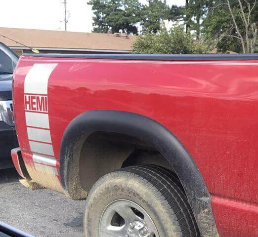 Kit Adesivi in Vinile con Strisce Racing HEMI Laterali Posteriori per Dodge Ram
