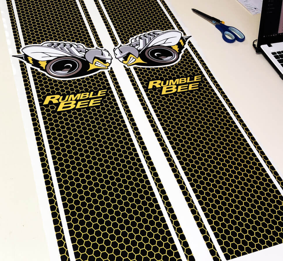 Set di Adesivi in Vinile a Strisce Rumble Bee Honeycomb per il Comodino per Dodge Ram 1500 2500