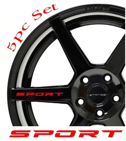SPORT Decal Sticker Ruote Cerchi Racing Sport car Sticker Emblem logo 5 pezzi ROSSO