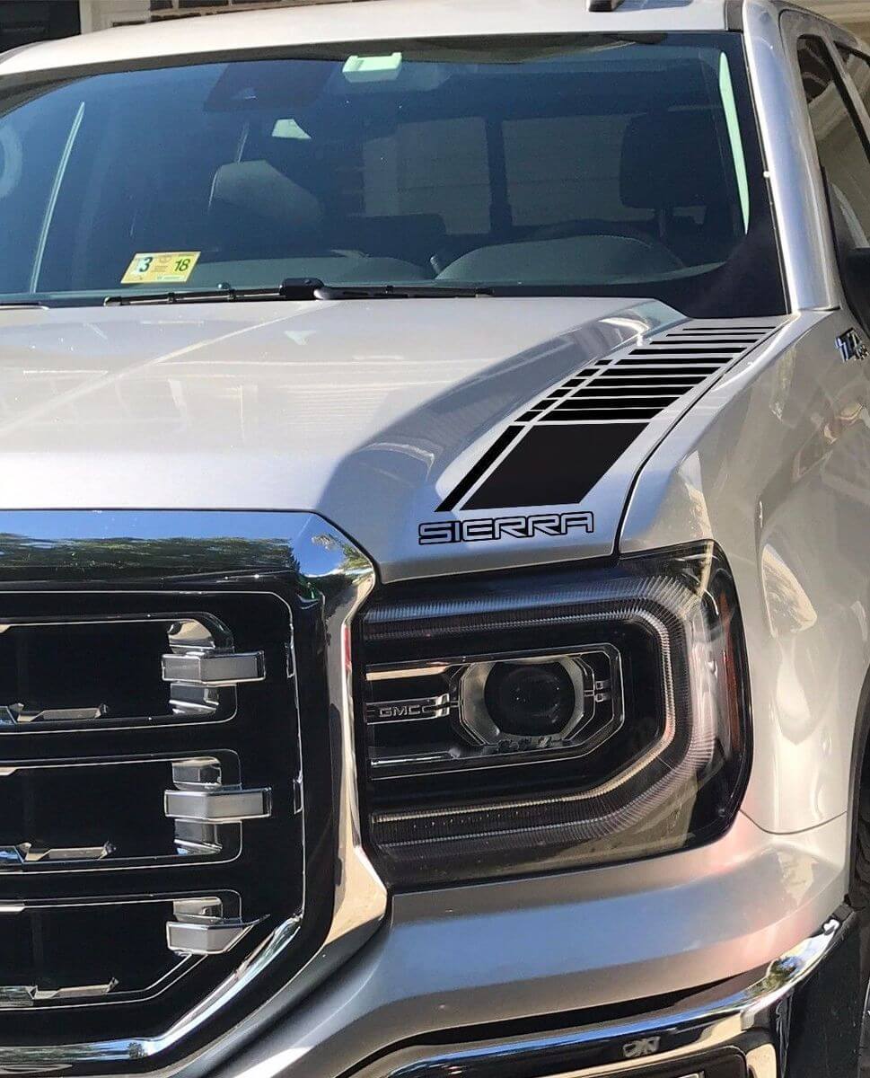 2 Adesivo da corsa per decalcomanie in vinile per camion Stripes GMC Sierra hood factory style graphix
