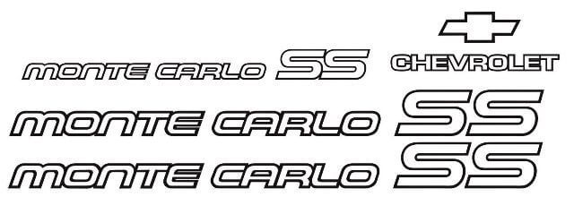 Monte Carlo SS 85 86 Restauro Vinile Decalcomanie Adesivi Kit Chevy 1985 1986
